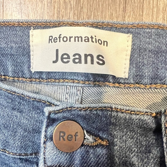 Reformation Jeans Raw Edge Hem Havana High & Skinny Medium Wash 28 Distressed - Picture 4 of 6